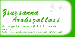 zsuzsanna arokszallasi business card