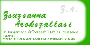 zsuzsanna arokszallasi business card